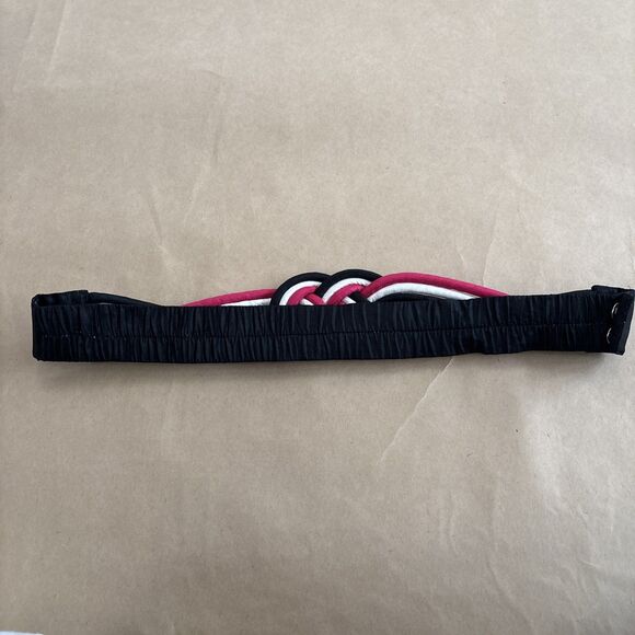Vintage 100% Silk Knot Belt Elastic Pink And Black Size Medium - Picture 6 of 8